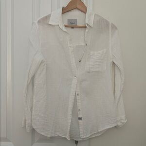 Rails Ellis White Gauze Eco Button-Down Shirt - Size Small